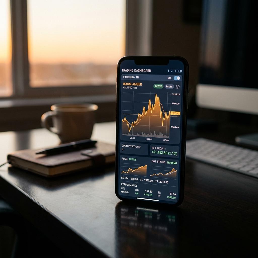 Dashboard di trading Flandenzo su smartphone